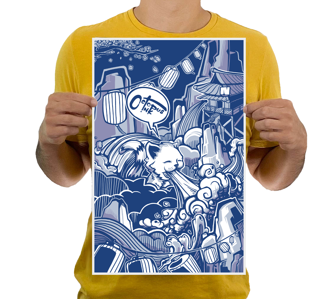 Fire-Breathing Cat 11x17 Modern Art Print