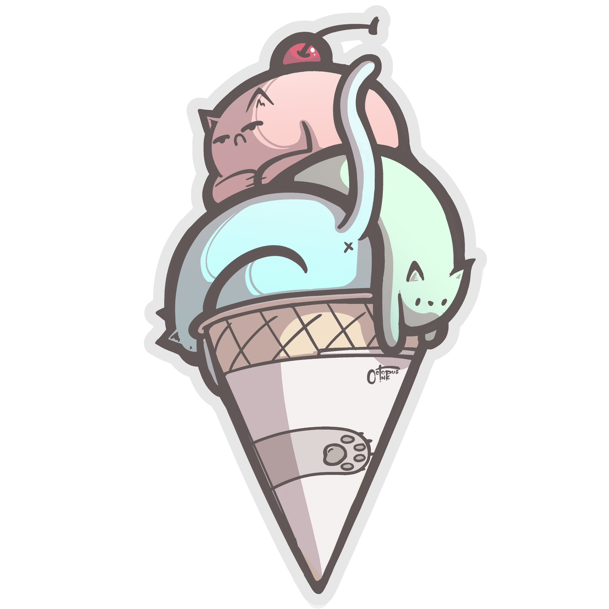 Kitty Cone 2x3 Die Cut Vinyl Sticker
